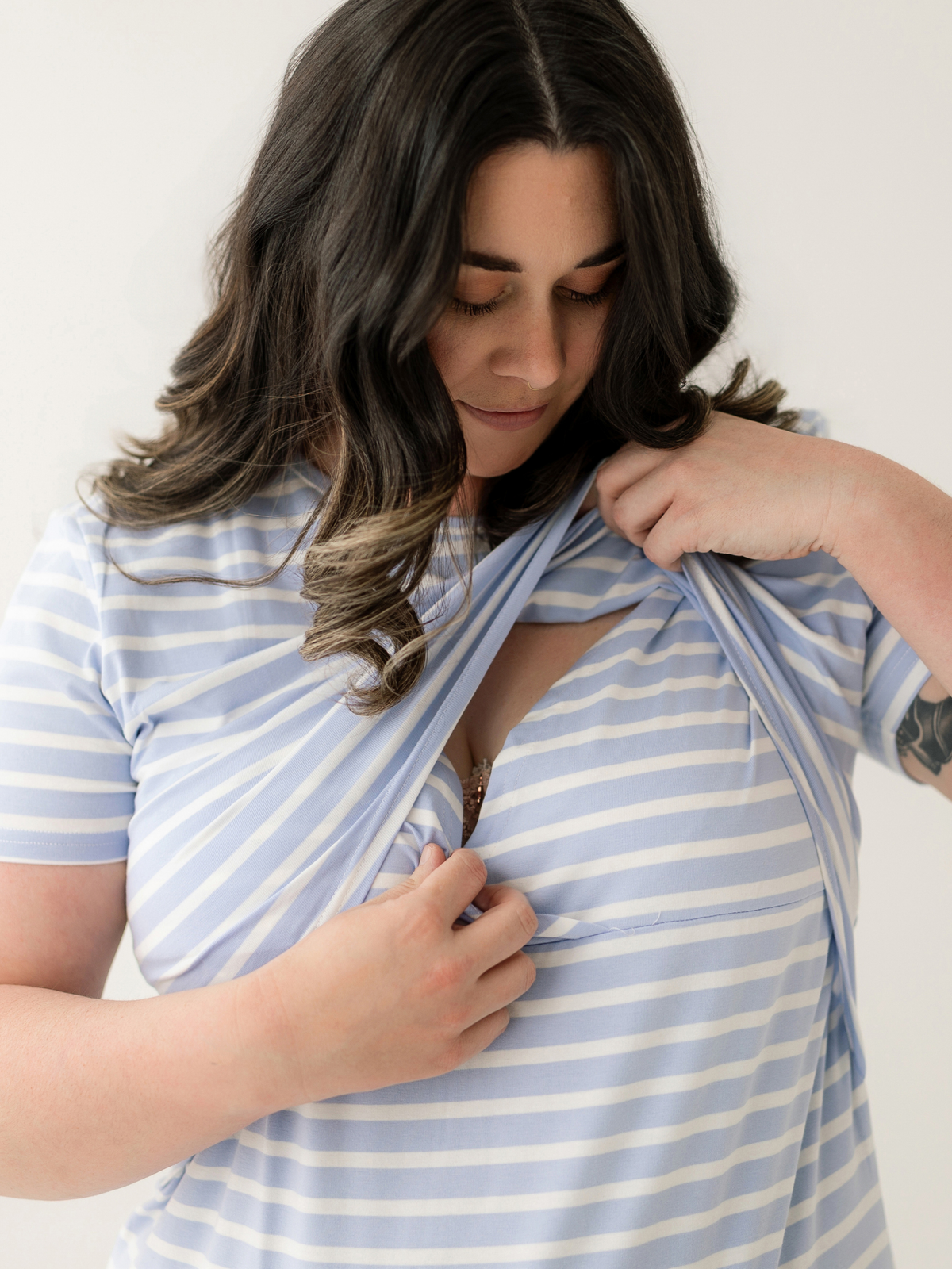 Blue Stripe Everyday Breastfeeding Tee | Classic Flap
