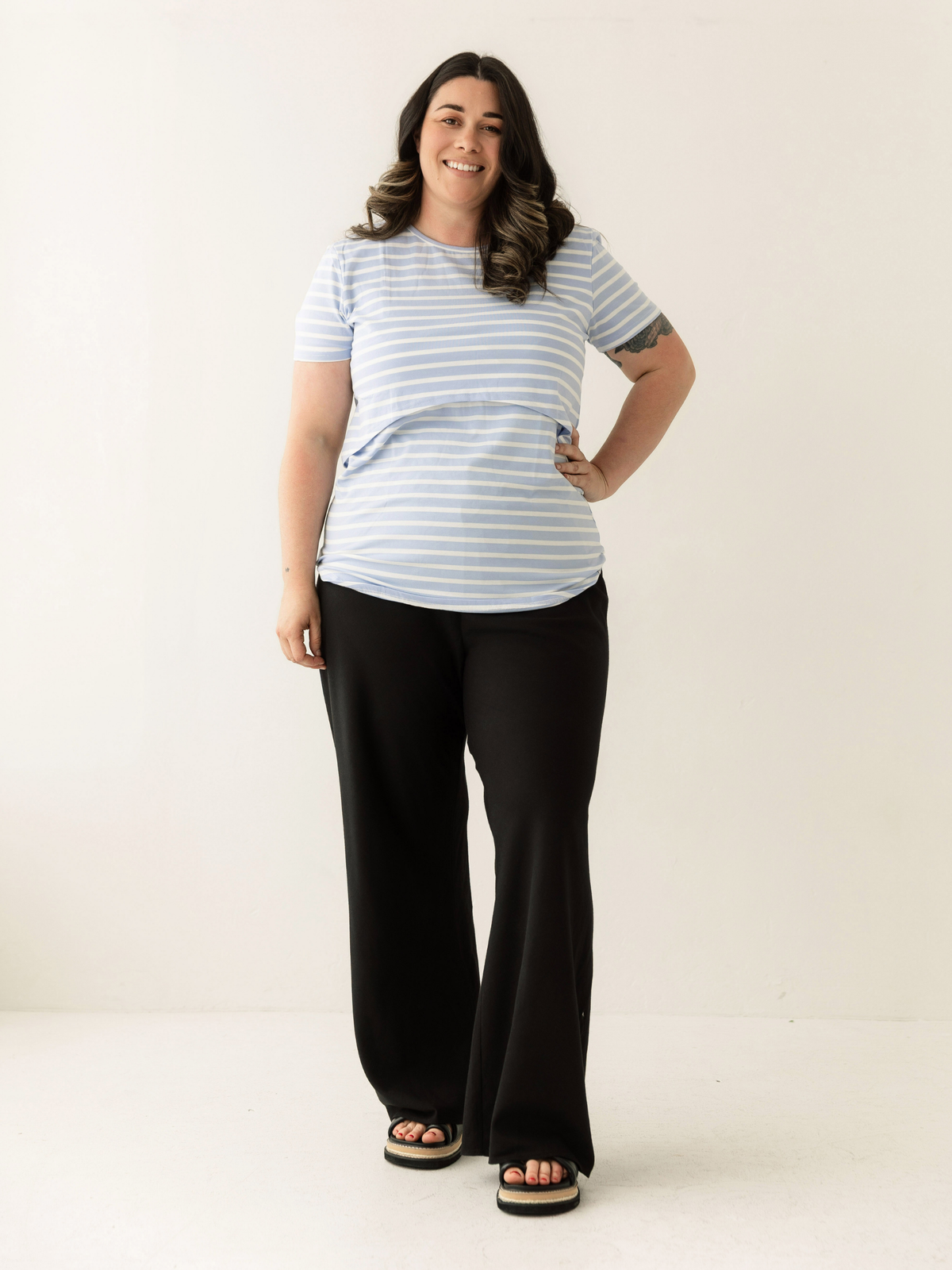 Blue Stripe Everyday Breastfeeding Tee | Classic Flap