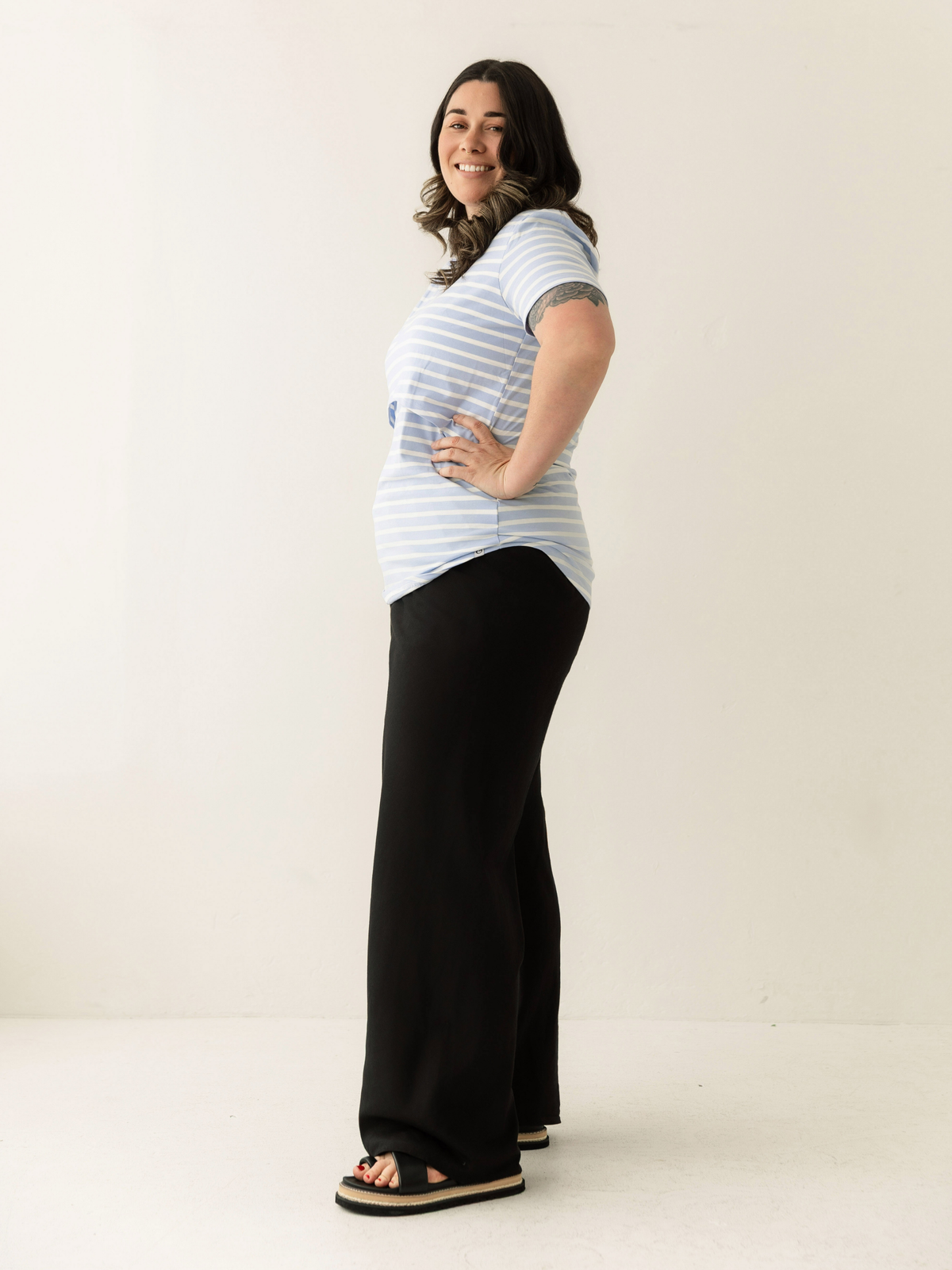 Blue Stripe Everyday Breastfeeding Tee | Classic Flap