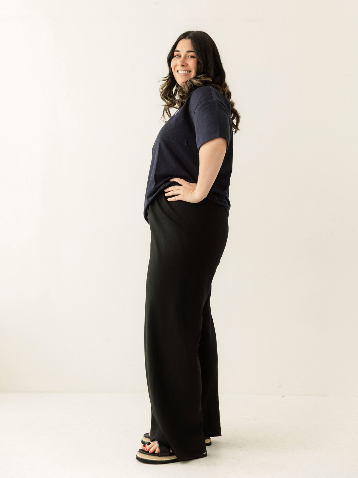 Navy Breastfeeding Tee | Horizontal Zip
