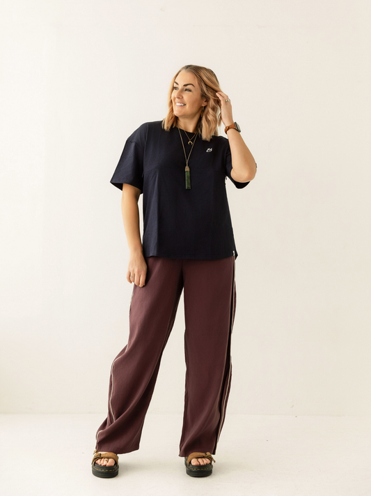 Navy Breastfeeding Tee | Horizontal Zip