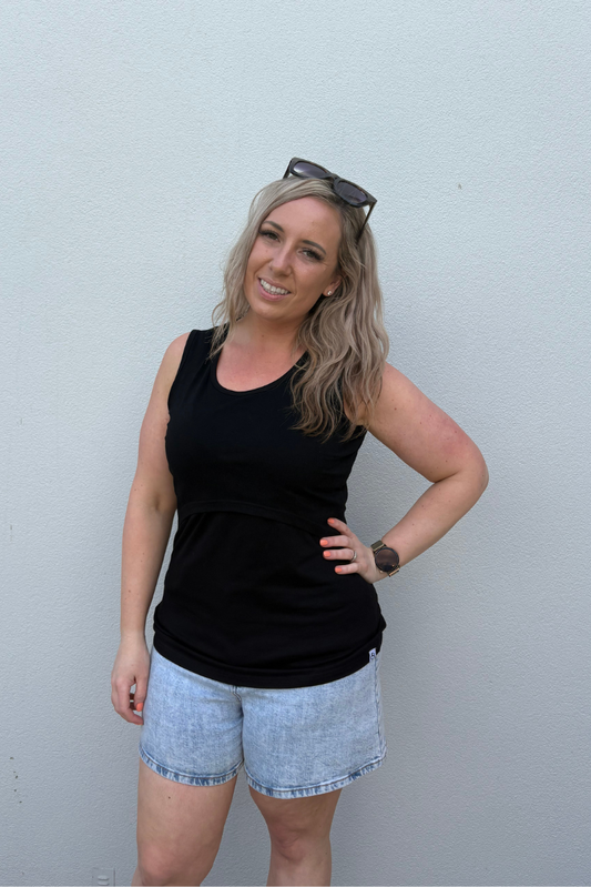 Black Everyday Breastfeeding Singlet