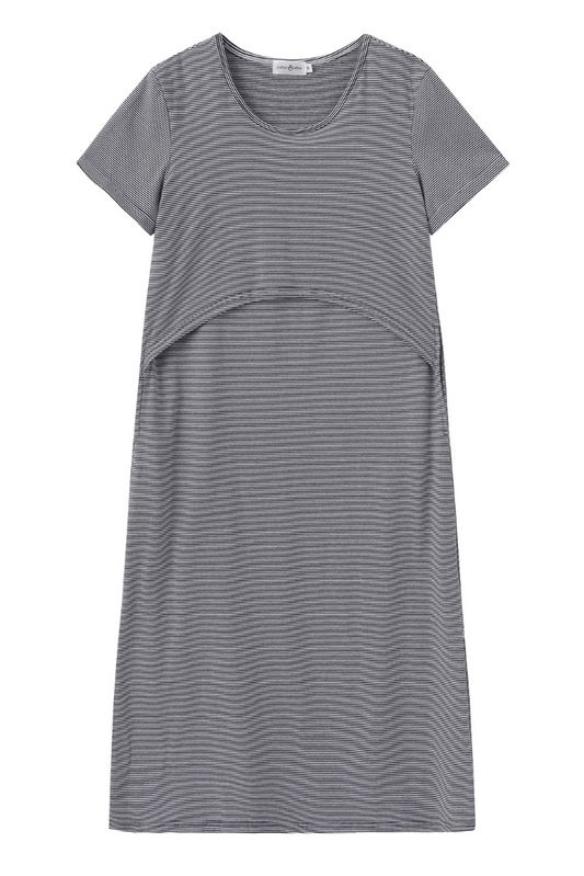 Navy Stripe Breastfeeding Dress