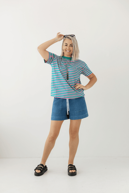Teal Stripe Tee