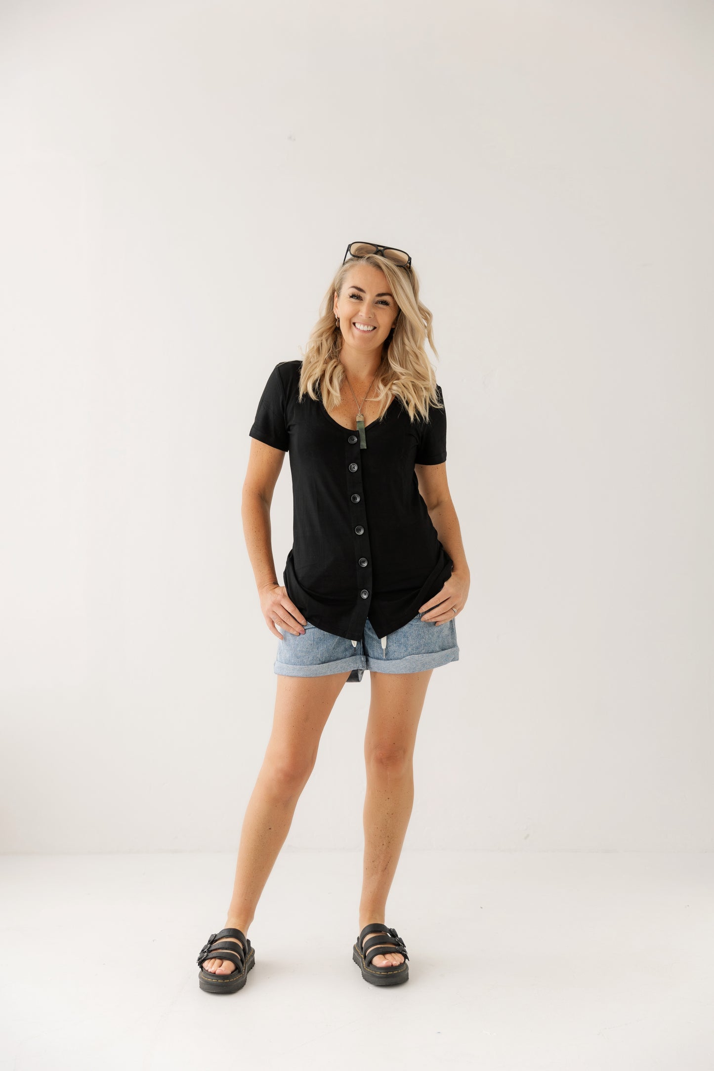 Black Button Breastfeeding Top