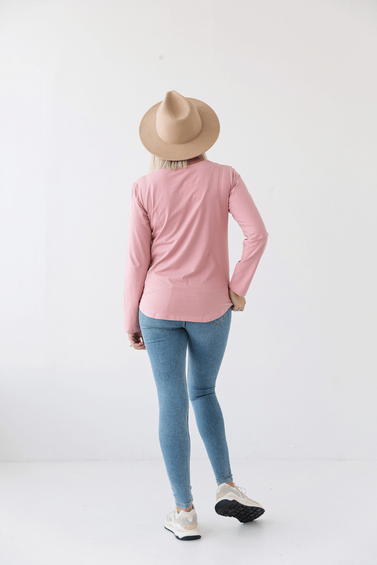curve hem cotton spandex breastfeeding top 
