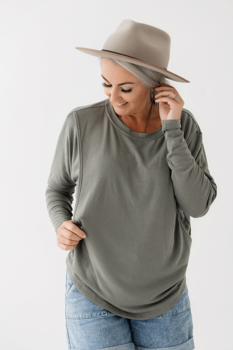 Olive Batwing Top