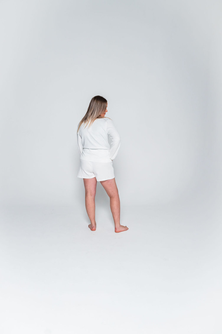 White Breastfeeding Loungewear Set - Shorts