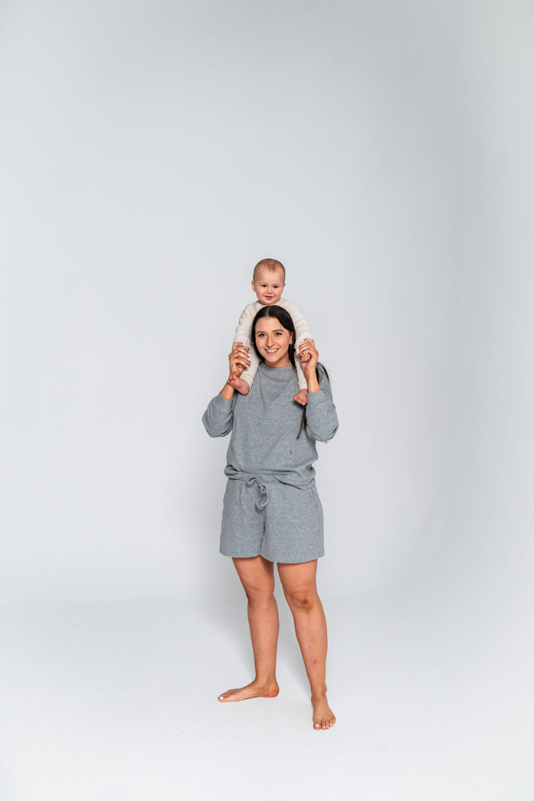 Grey Breastfeeding Loungewear Set - Shorts