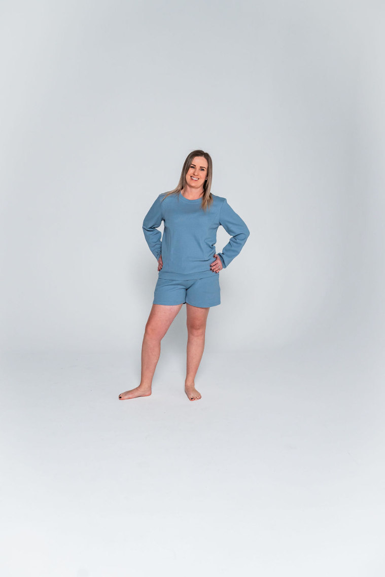 Blue Breastfeeding Loungewear Set - Shorts