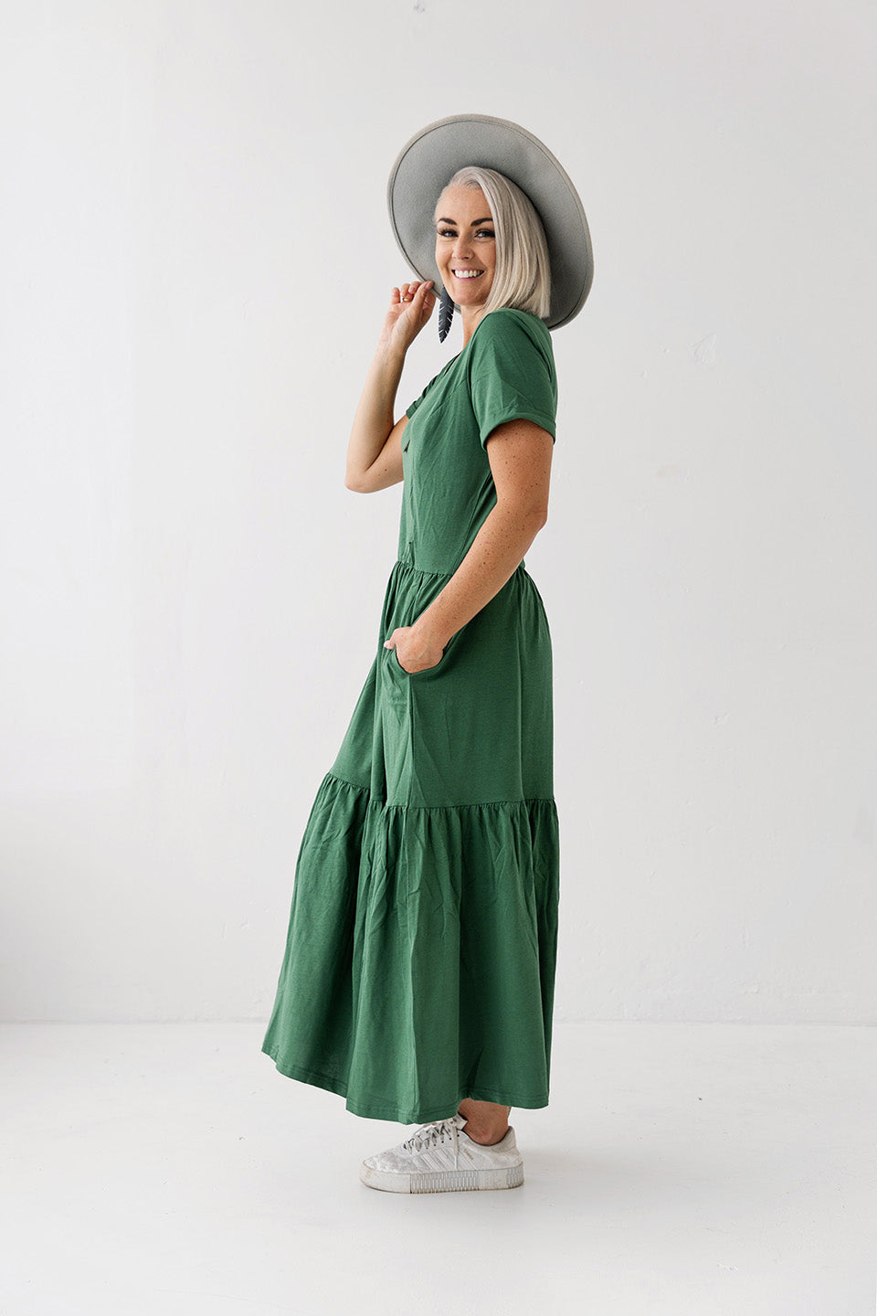 Emerald Green Layer Breastfeeding Dress