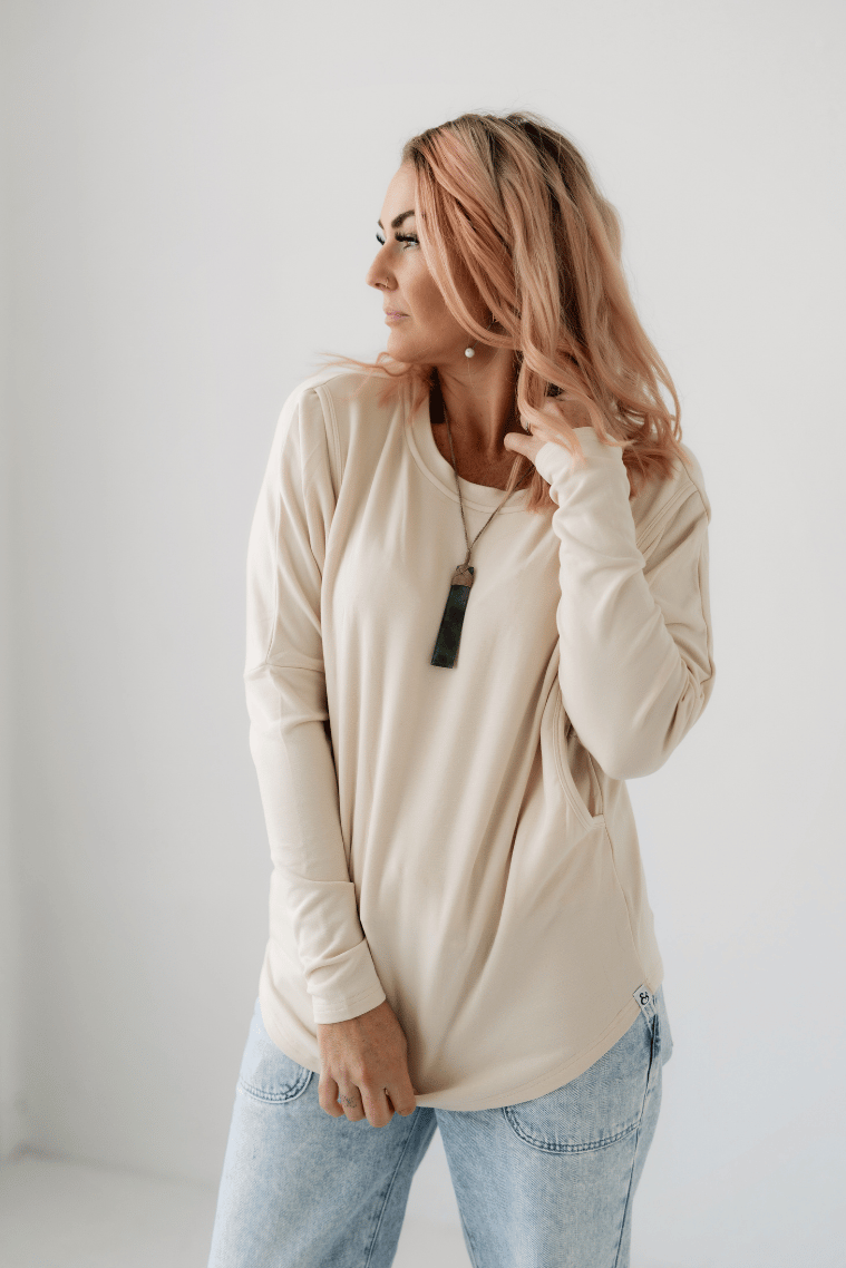 Cream Batwing Top