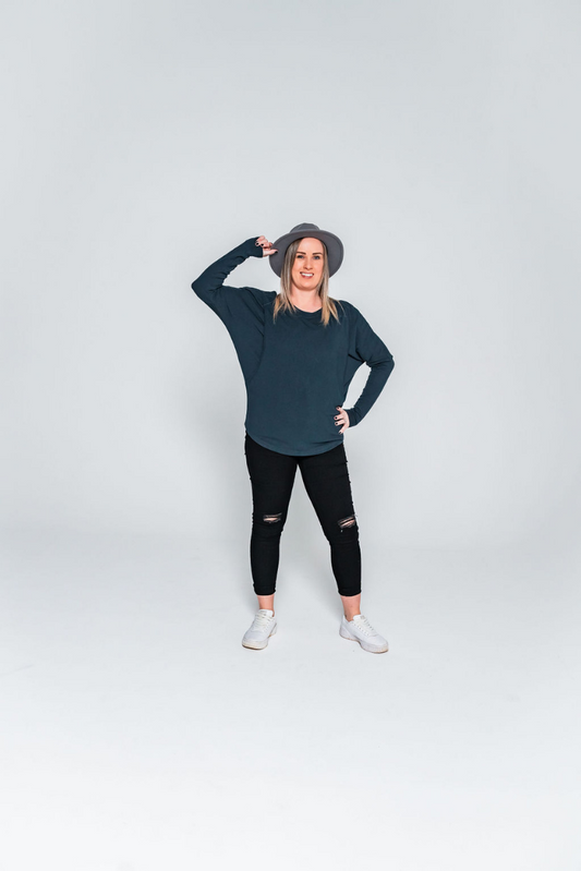 Deep Blue Batwing Breastfeeding Top