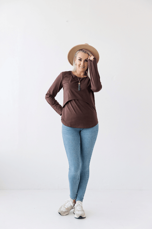 cotton spandex material chocolate classic flap breastfeeding access