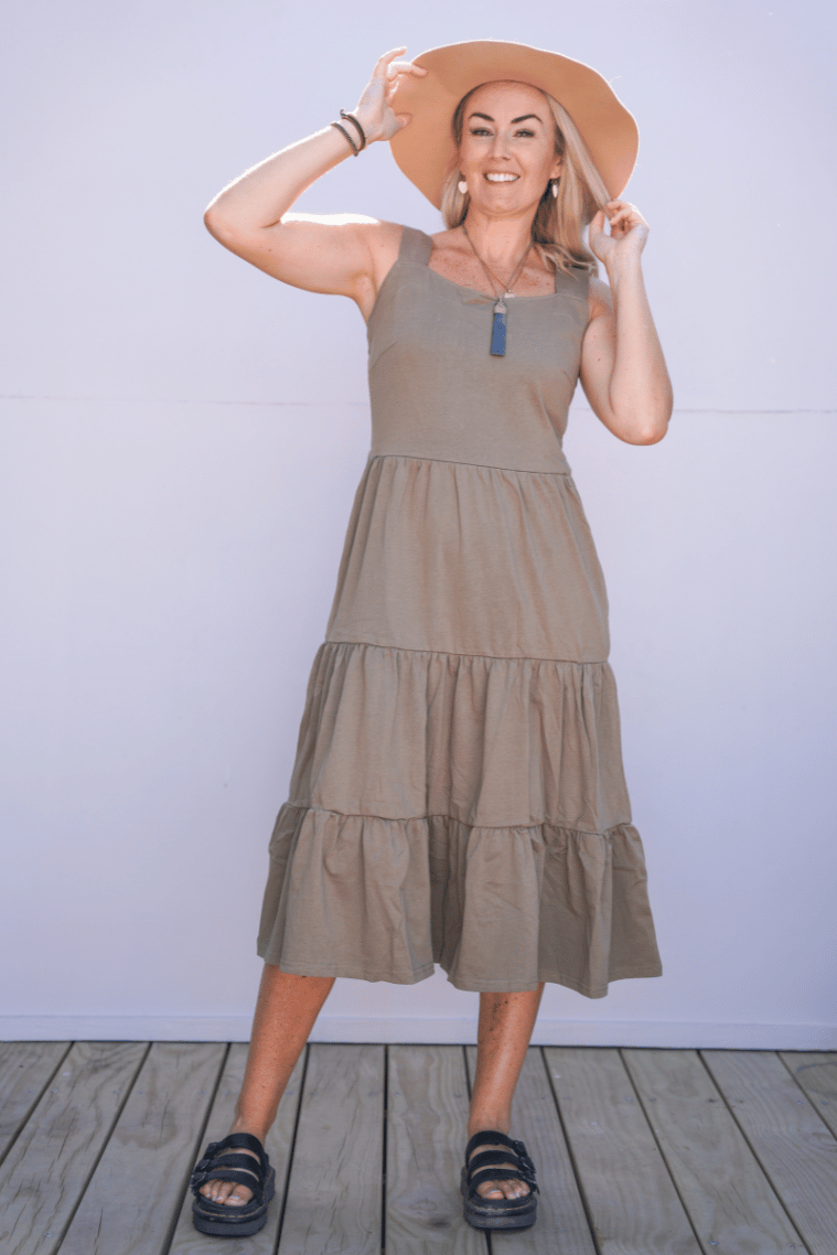 100% Cotton Khaki Dress