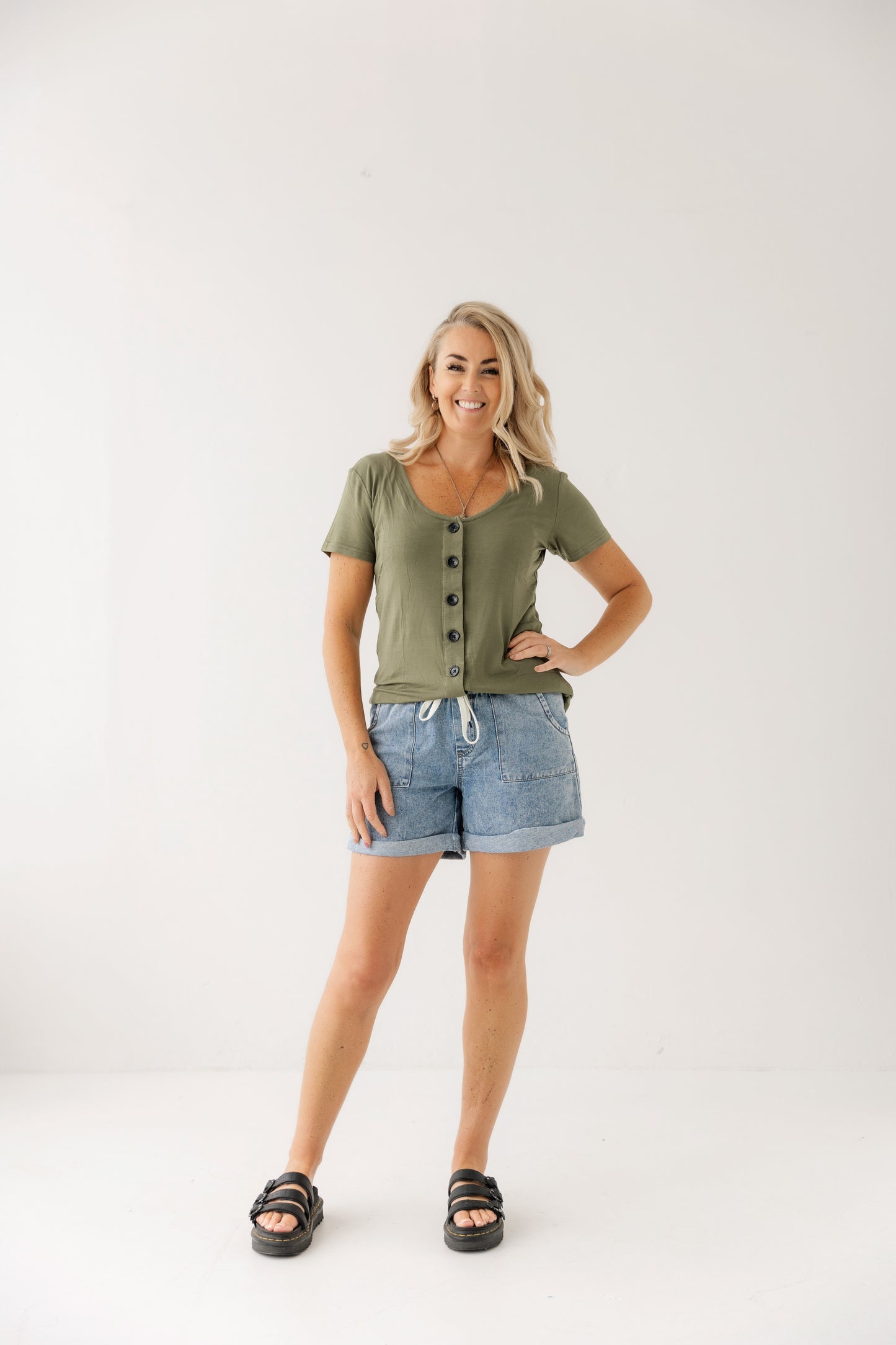 Khaki Button Breastfeeding Top