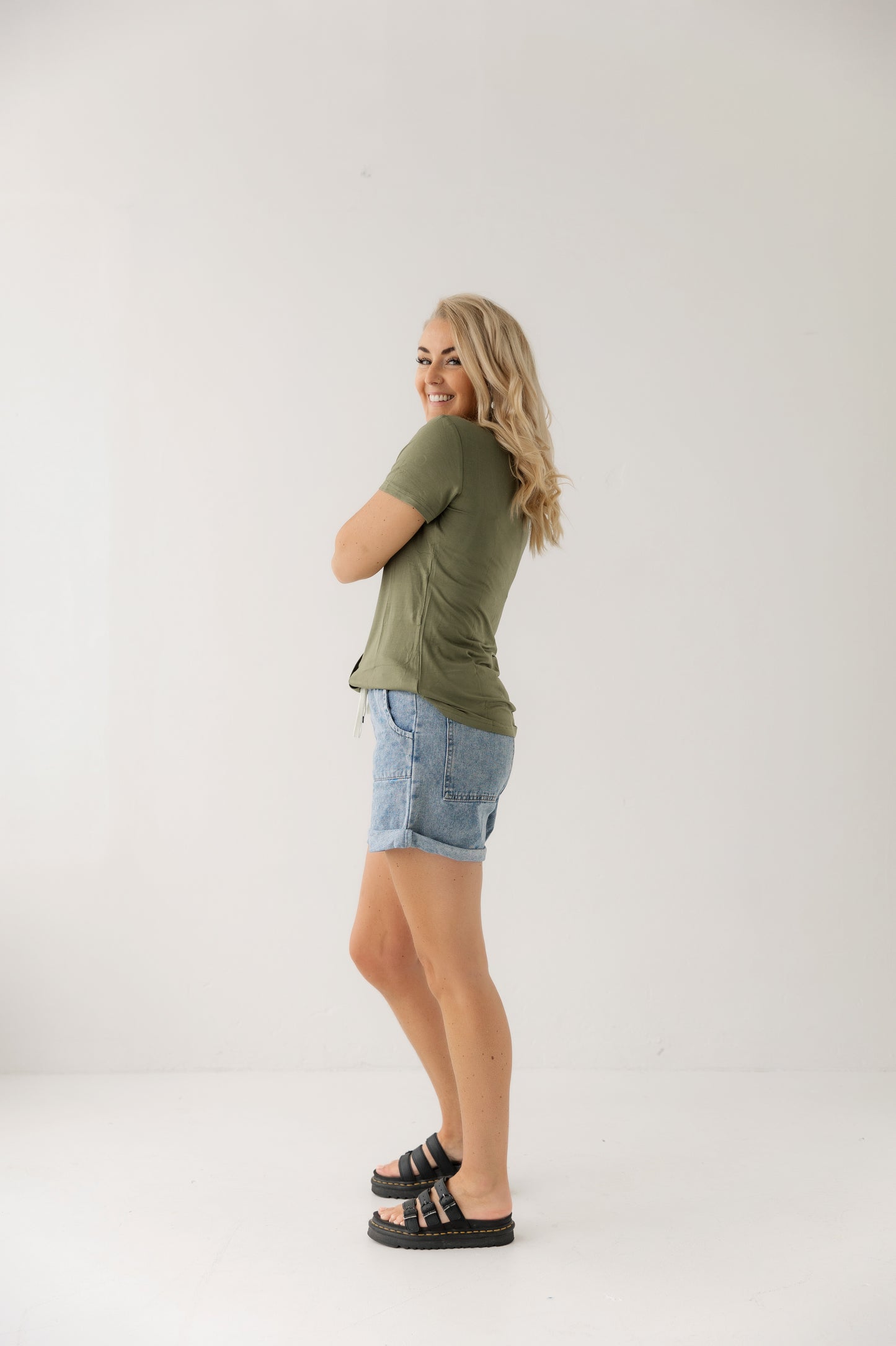 Khaki Button Breastfeeding Top