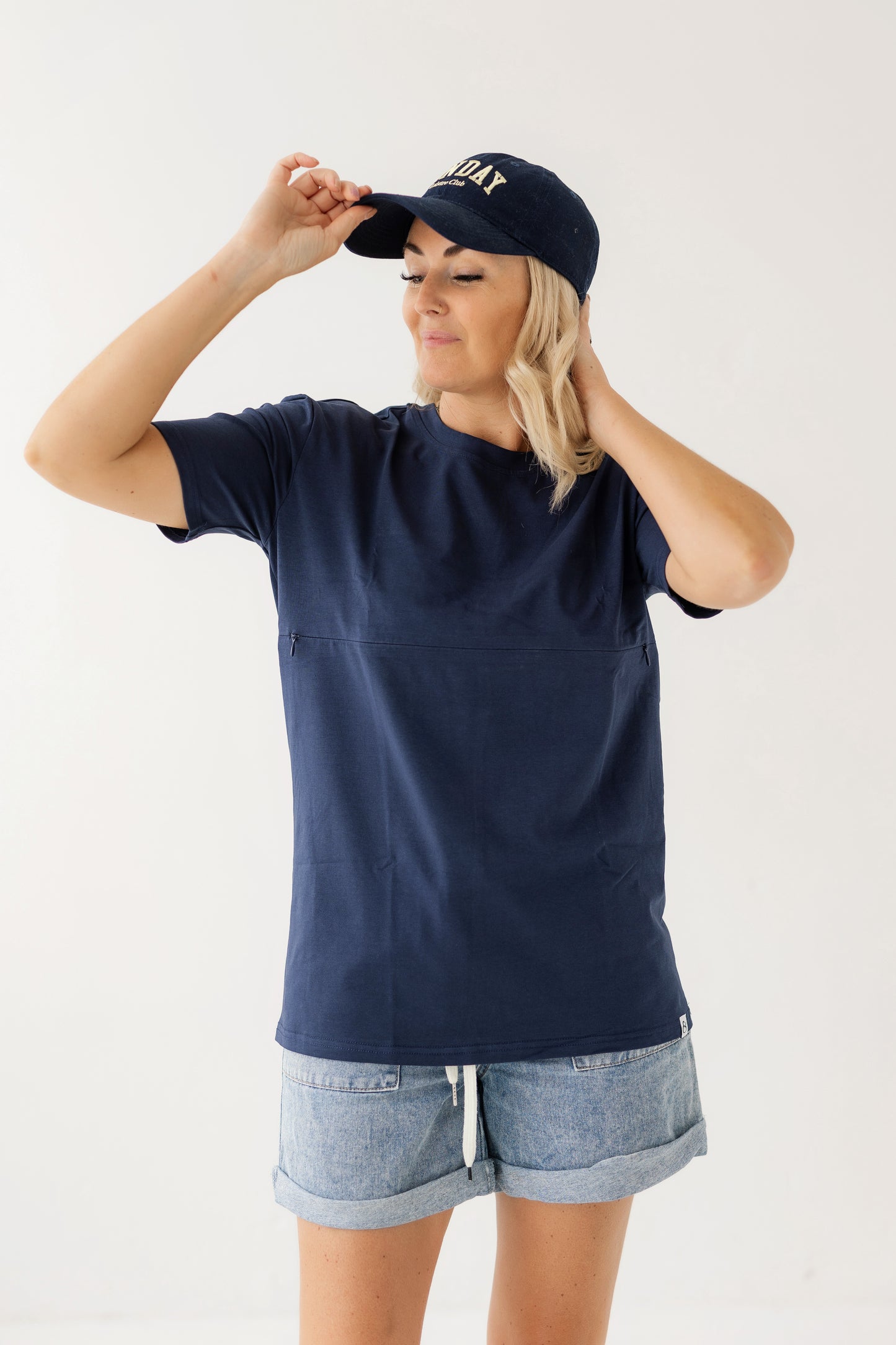 Navy Relaxed Tee | Horizontal Zip