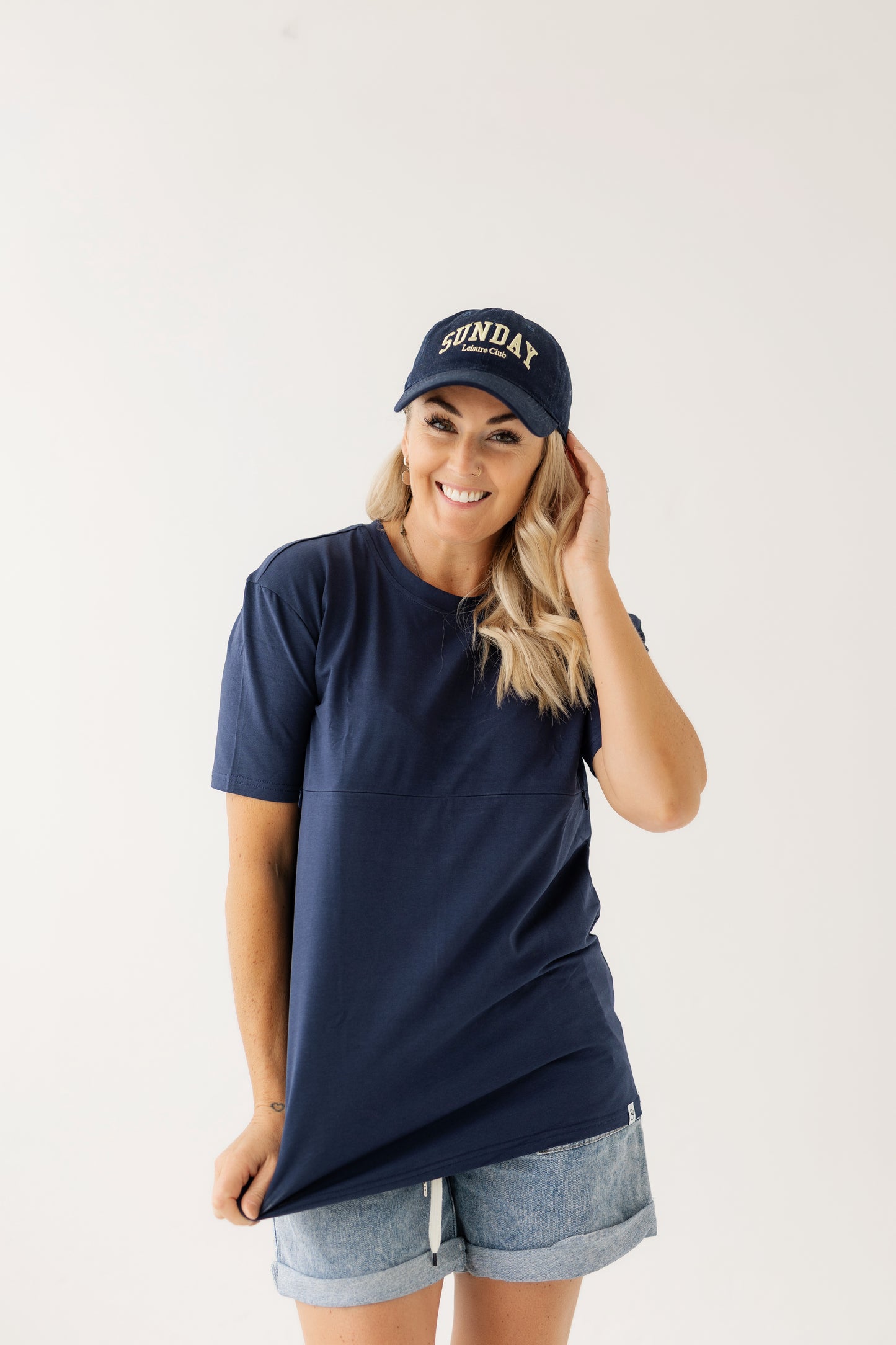 Navy Relaxed Tee | Horizontal Zip