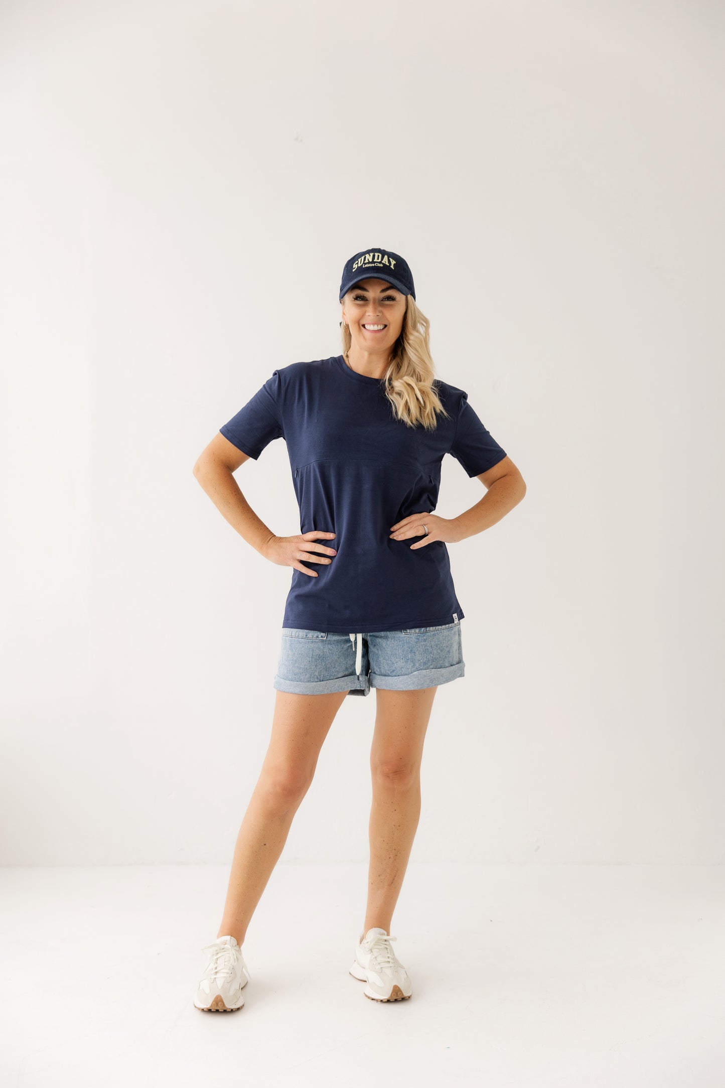 Navy Relaxed Tee | Horizontal Zip