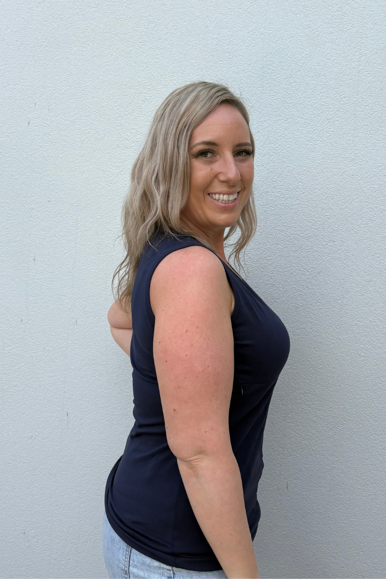 Navy Zip Everyday Breastfeeding Singlet