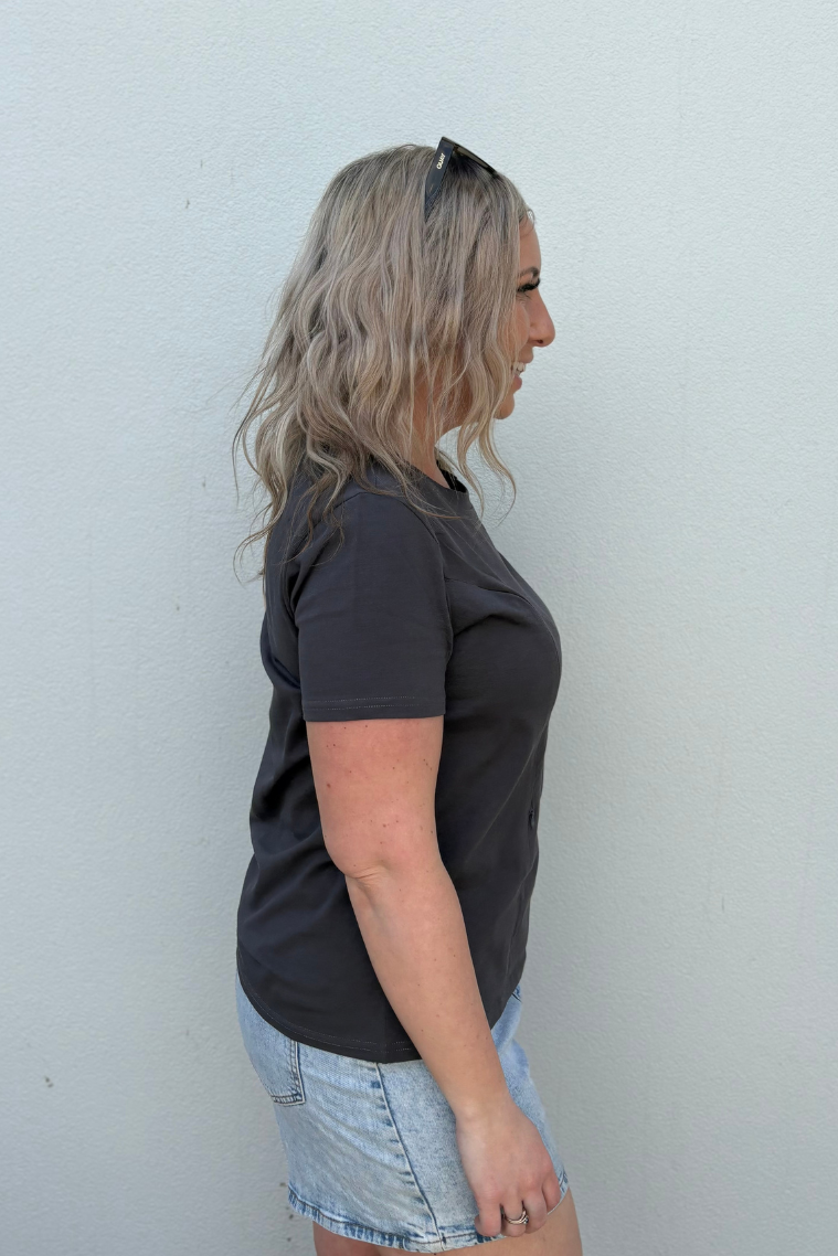 Charcoal Everyday Tee | Vertical Zips | 100% Cotton