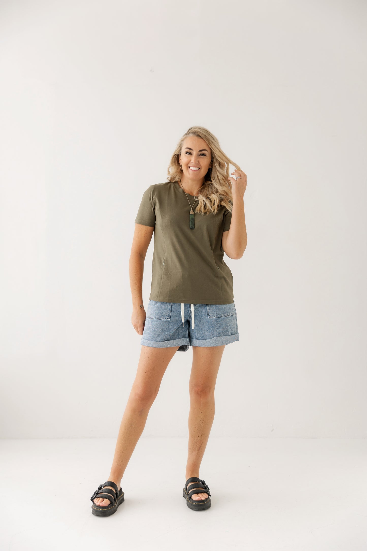 Khaki Everyday Tee | Vertical Zips