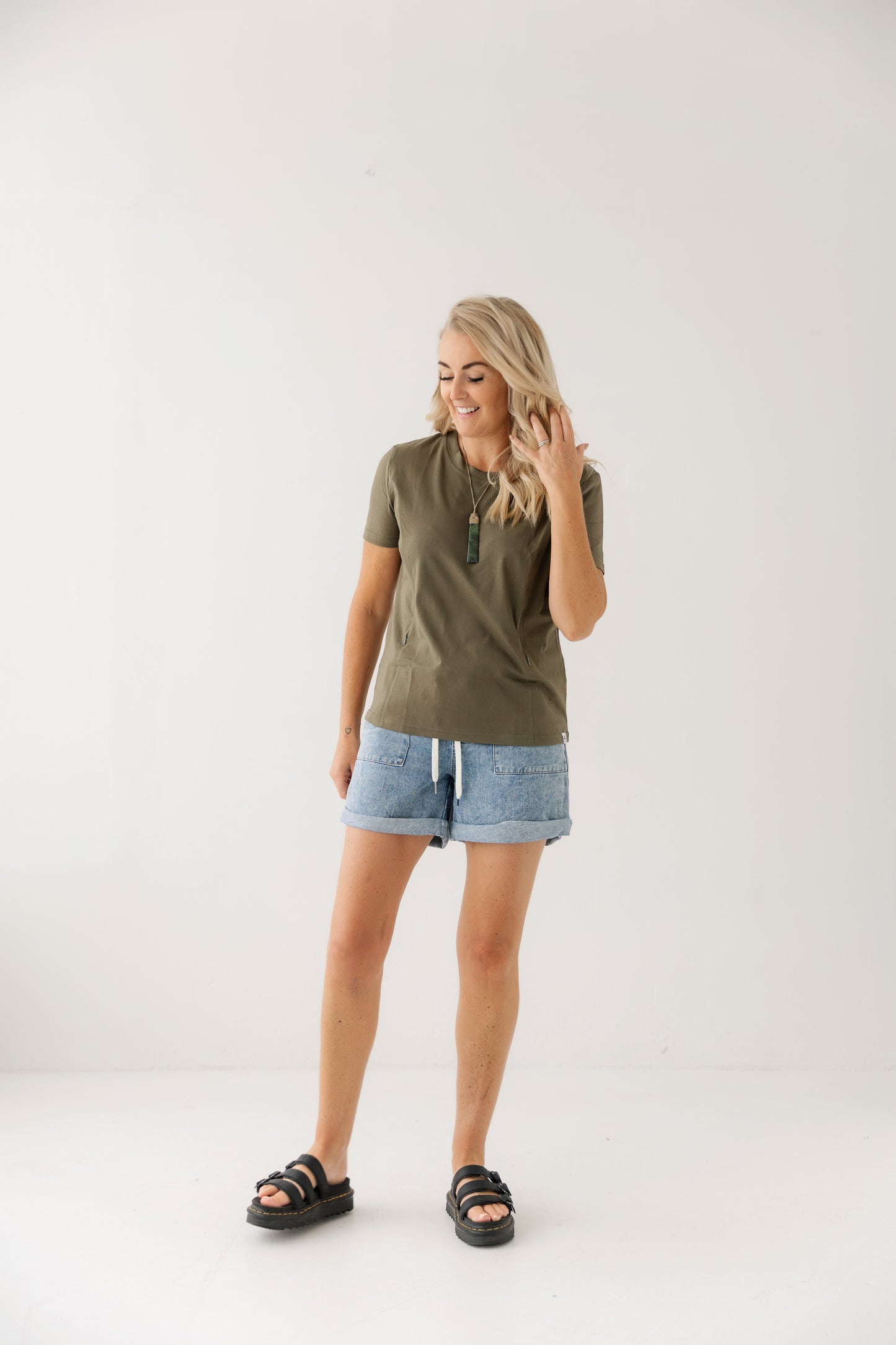 Khaki Everyday Tee | Vertical Zips