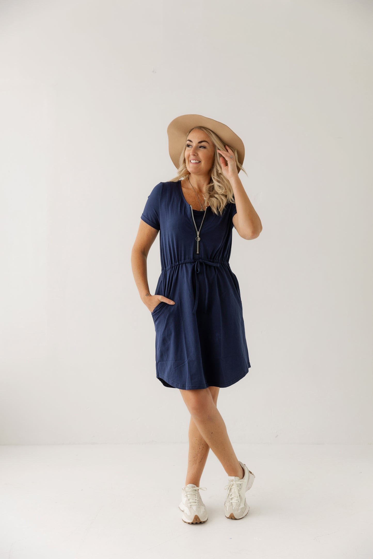 Thea Breastfeeding Dress | Navy