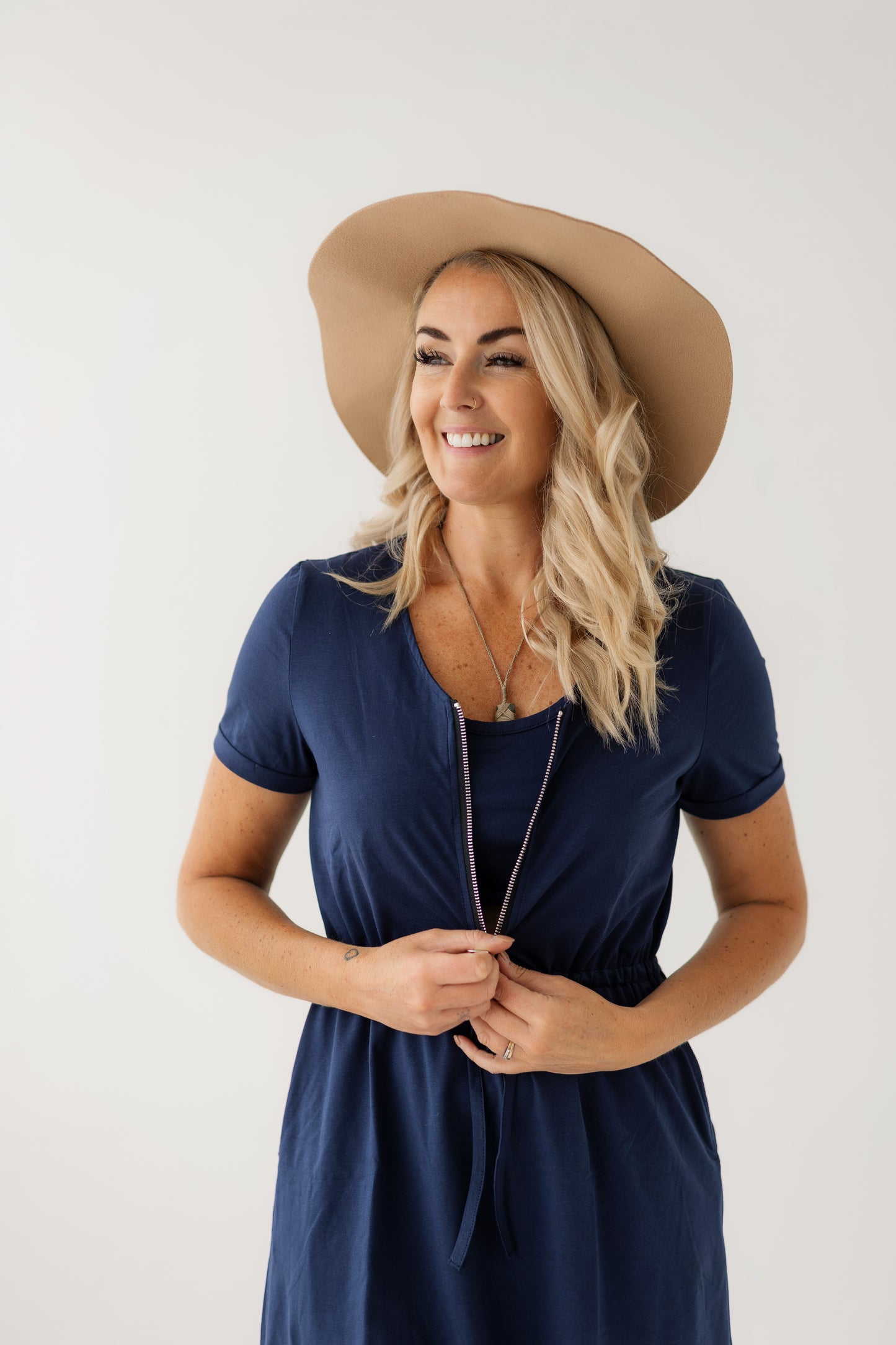 Thea Breastfeeding Dress | Navy